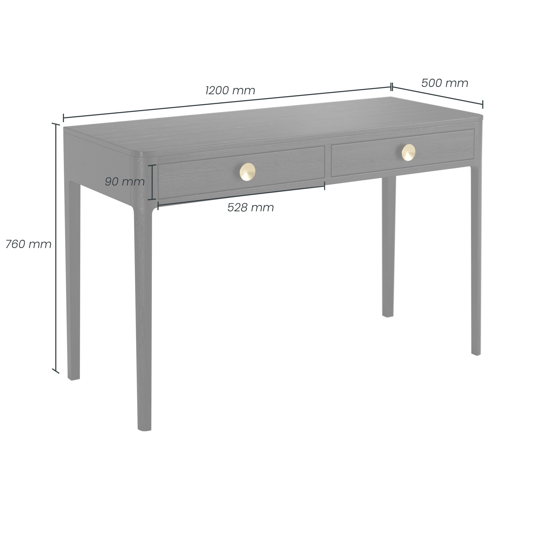 DI Designs Abberley Black Oak Wood & Gold Desk